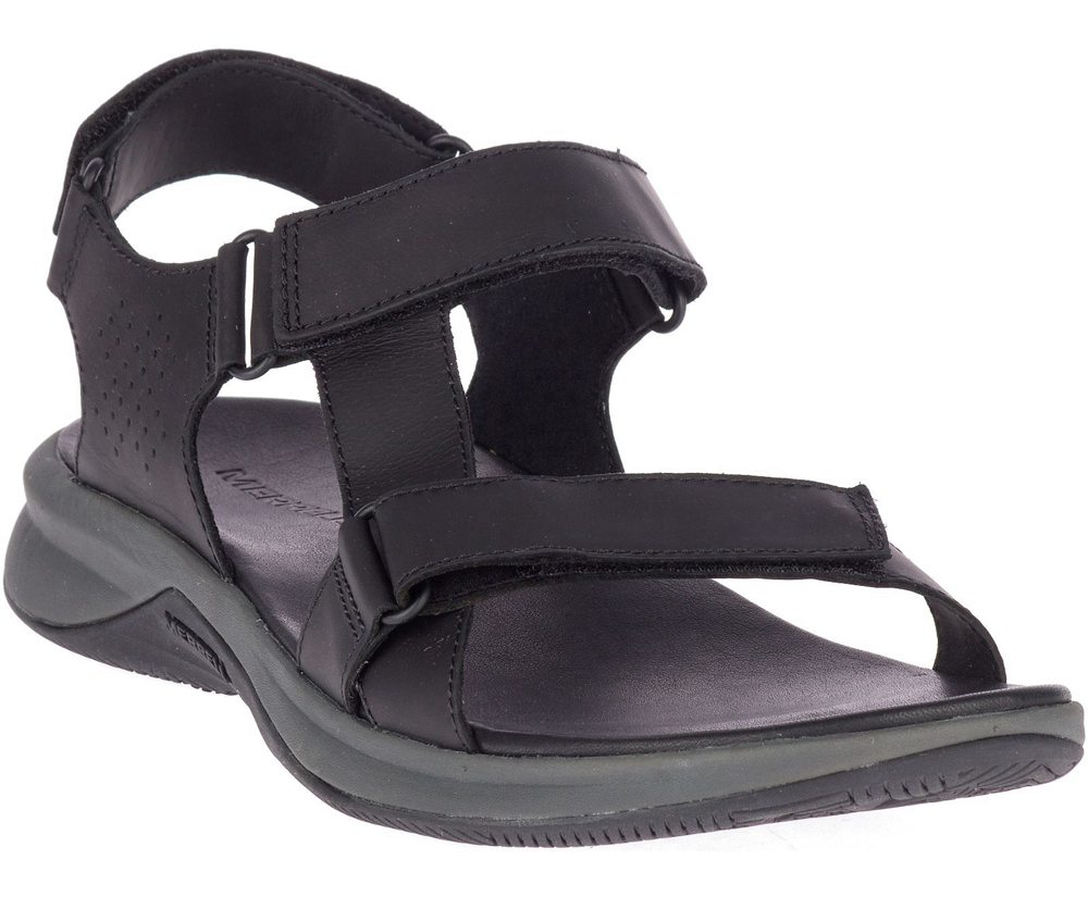 Merrell Sandals Black - Tideriser Luna Strap Leather - Mens 06QKZJDUT